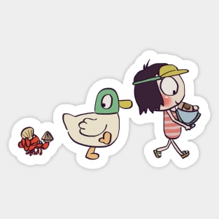 sarah and duck goes to the beach in beach break 2 / children cartoon Sticker